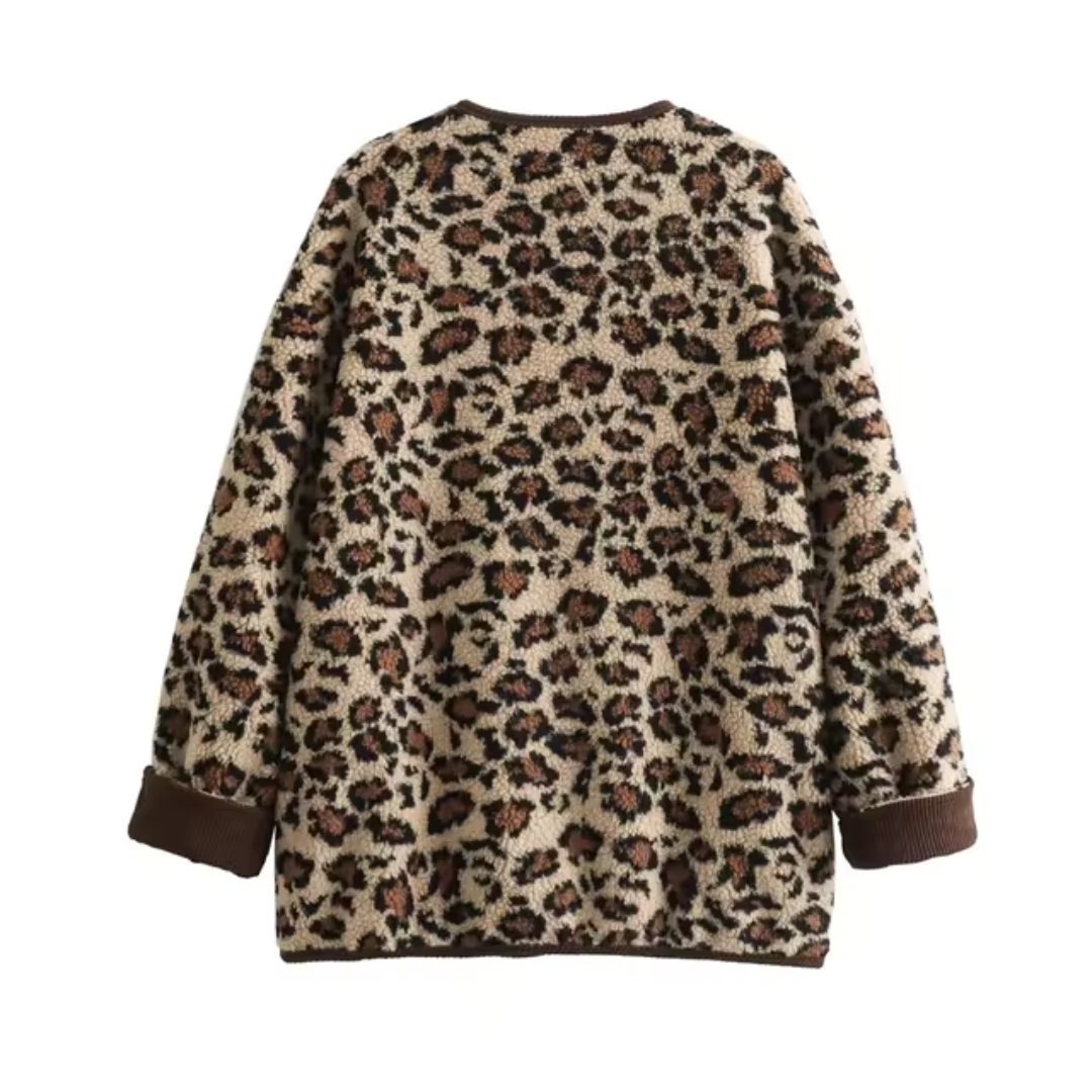 women's coat with leopard print