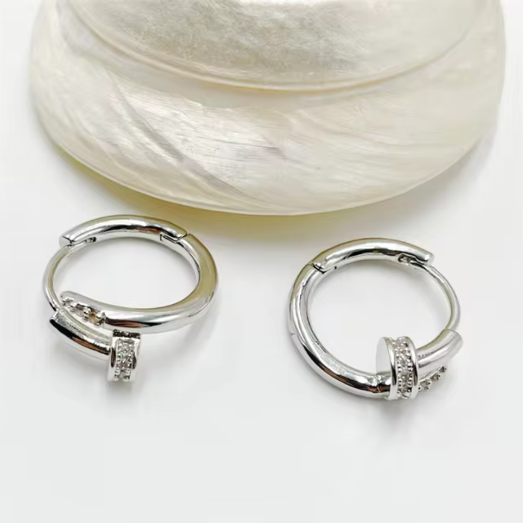 925 silver plated zircon hoop earrings