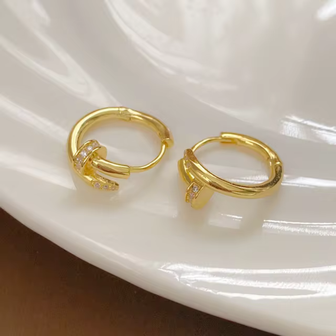 925 silver plated zircon hoop earrings